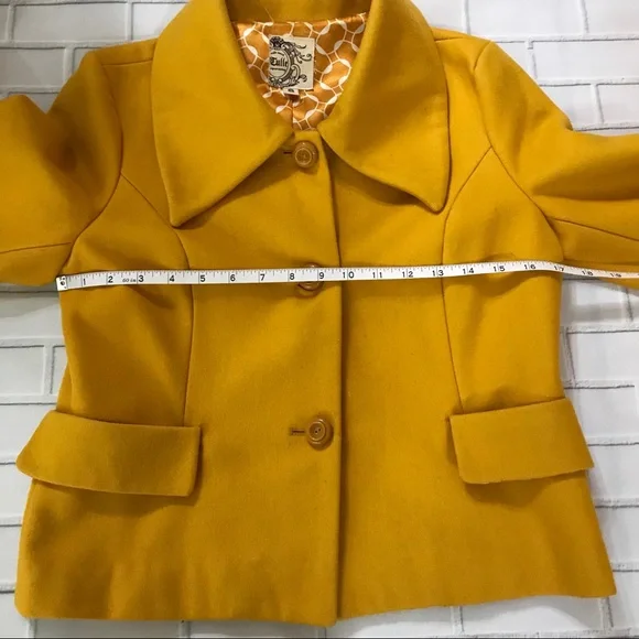 Tulle mustard yellow button up blazer jacket - Picture 5 of 6